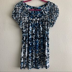 Style & Co. Animal Print Style Top-Med, Blue/White